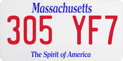 MA license plate 305YF7