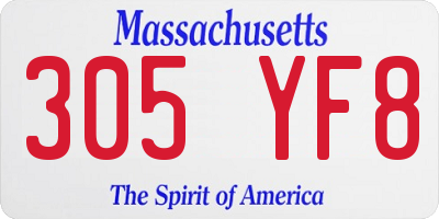 MA license plate 305YF8
