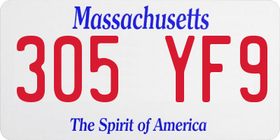 MA license plate 305YF9