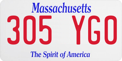 MA license plate 305YG0