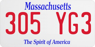 MA license plate 305YG3