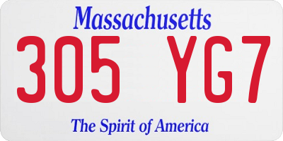 MA license plate 305YG7
