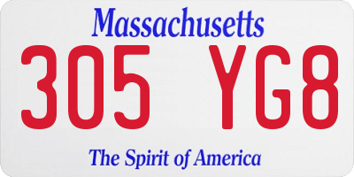MA license plate 305YG8