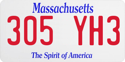 MA license plate 305YH3
