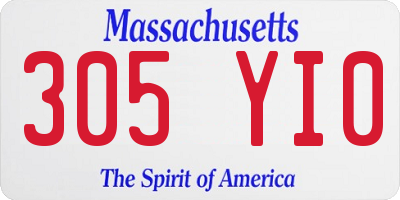MA license plate 305YI0