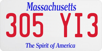 MA license plate 305YI3