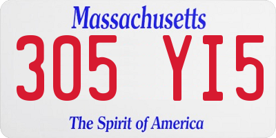 MA license plate 305YI5