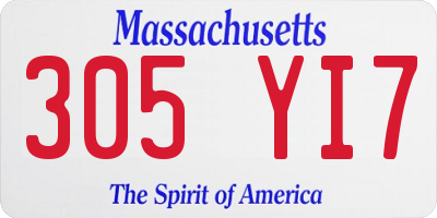 MA license plate 305YI7