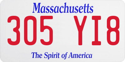 MA license plate 305YI8