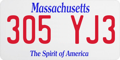 MA license plate 305YJ3