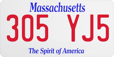 MA license plate 305YJ5