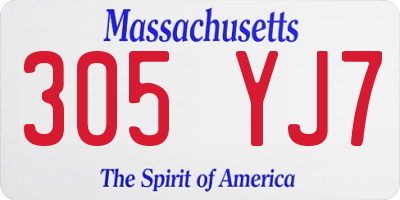 MA license plate 305YJ7
