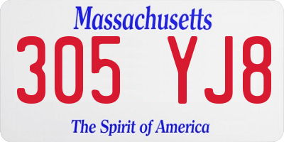 MA license plate 305YJ8