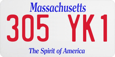 MA license plate 305YK1