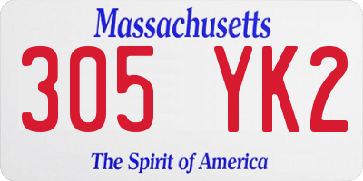 MA license plate 305YK2