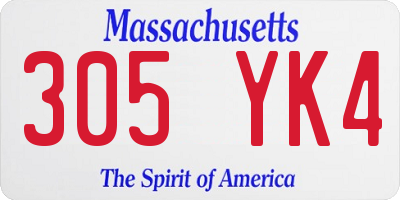 MA license plate 305YK4
