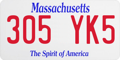 MA license plate 305YK5