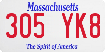 MA license plate 305YK8