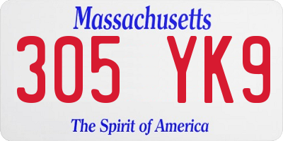 MA license plate 305YK9