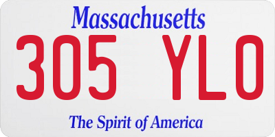 MA license plate 305YL0