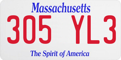 MA license plate 305YL3