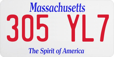 MA license plate 305YL7