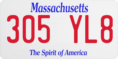 MA license plate 305YL8
