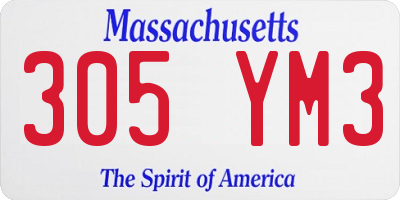 MA license plate 305YM3