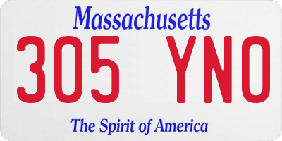 MA license plate 305YN0