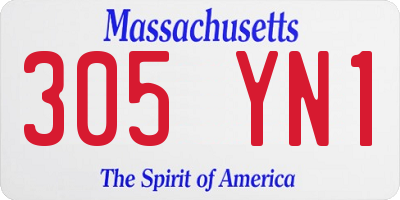 MA license plate 305YN1