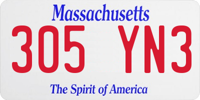 MA license plate 305YN3