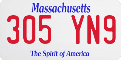 MA license plate 305YN9