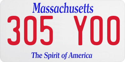 MA license plate 305YO0