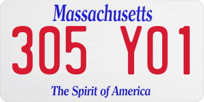 MA license plate 305YO1