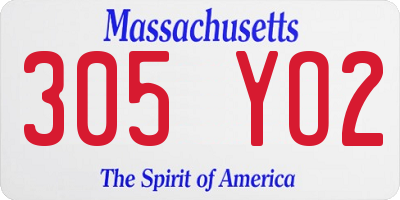 MA license plate 305YO2