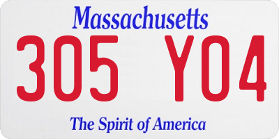 MA license plate 305YO4