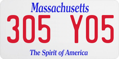 MA license plate 305YO5