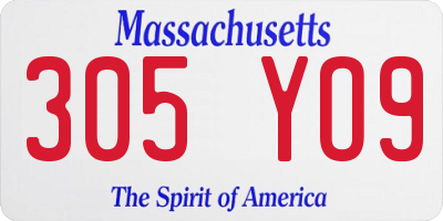 MA license plate 305YO9