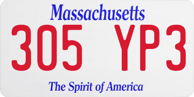 MA license plate 305YP3