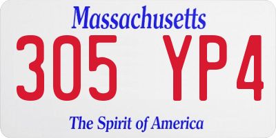 MA license plate 305YP4