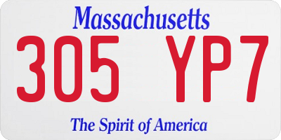 MA license plate 305YP7
