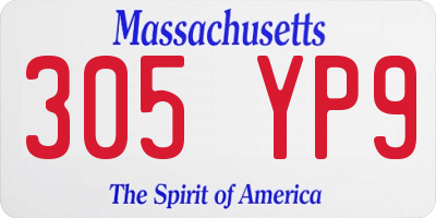 MA license plate 305YP9