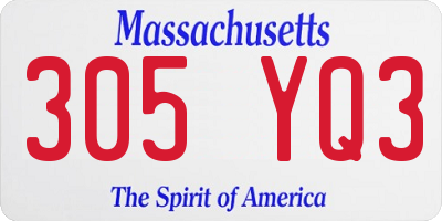 MA license plate 305YQ3