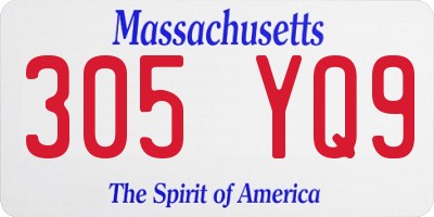 MA license plate 305YQ9