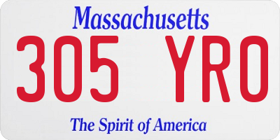 MA license plate 305YR0