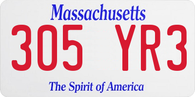 MA license plate 305YR3