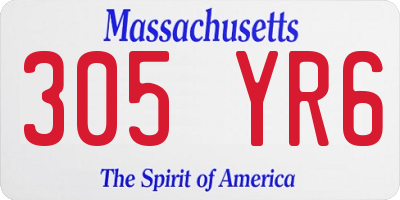 MA license plate 305YR6