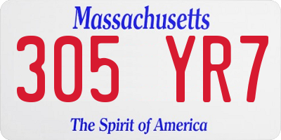 MA license plate 305YR7