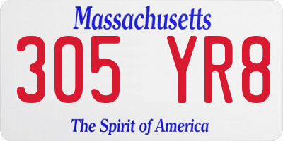 MA license plate 305YR8