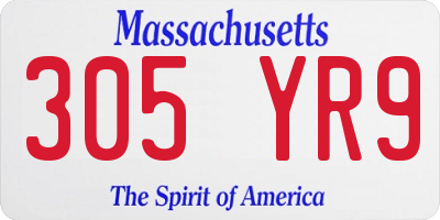 MA license plate 305YR9